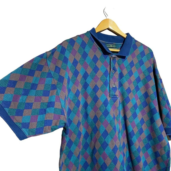 Vintage 90s Croft‎ & Barrow Classic Collection Diamond 100% Cotton Size XL - Picture 4 of 7